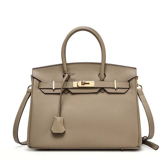 Palermo genuine cowhide leather crossbody shoulder bag in black with lock clasp and multiple pockets
