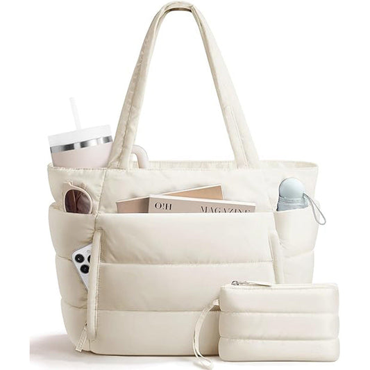 Cloudtote lightweight tote bag with laptop sleeve and 16 pockets