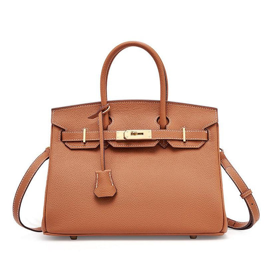Palermo genuine cowhide leather bag in black with lock clasp and multiple carrying options
